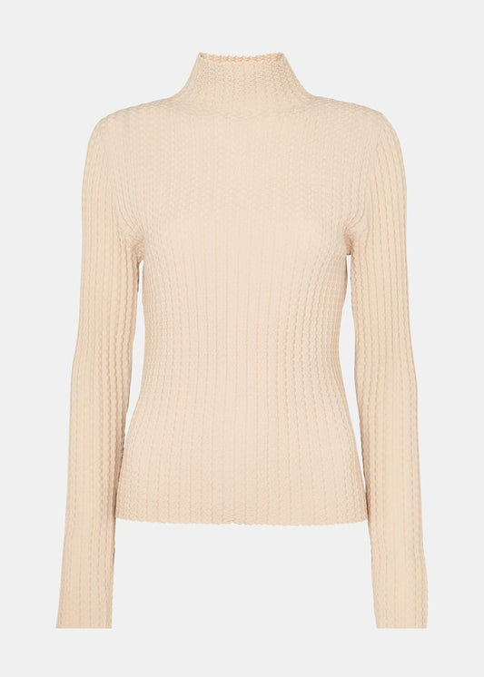 Ivory Textured Detail High Neck Knit