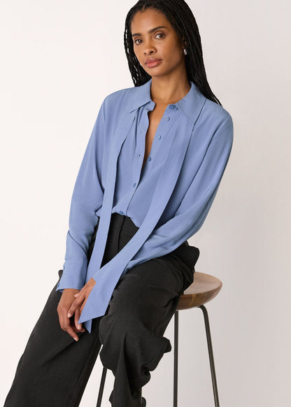 Blue Tie Detail Classic Shirt
