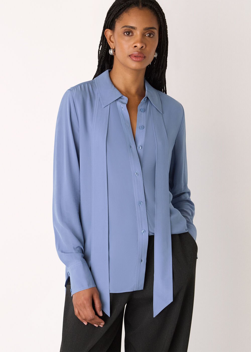 Blue Tie Detail Classic Shirt
