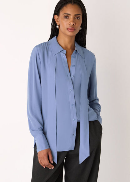 Blue Tie Detail Classic Shirt