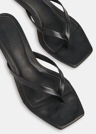 Black Toe Post Kitten Heel Mules