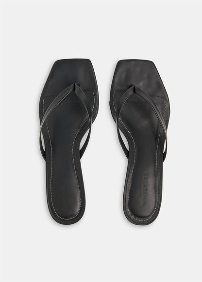 Black Toe Post Kitten Heel Mules