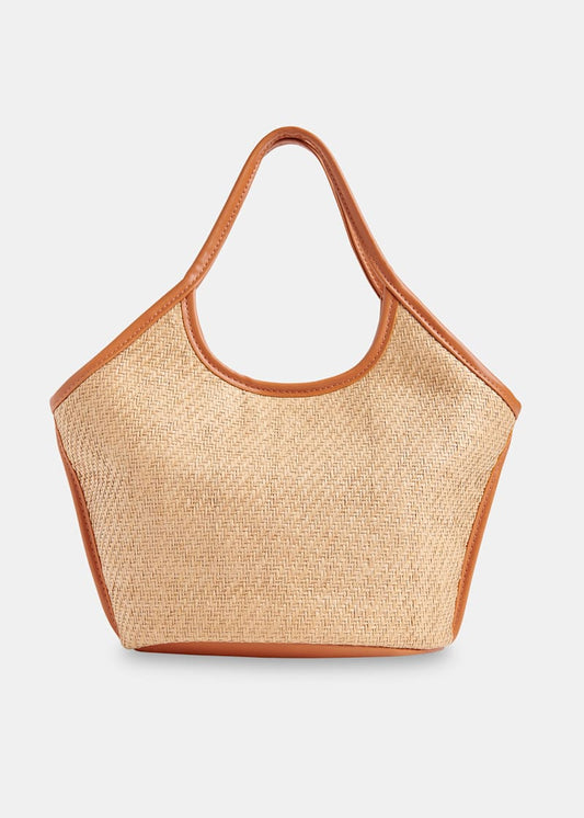 Neutral Toia Mini Straw Tote Bag