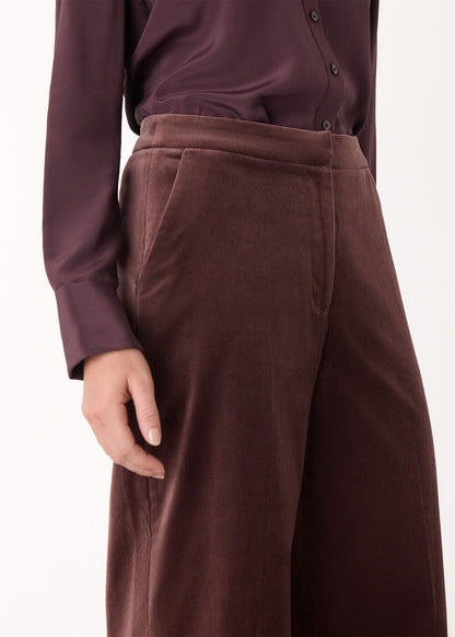 Brown Velvet Straight Leg Trouser
