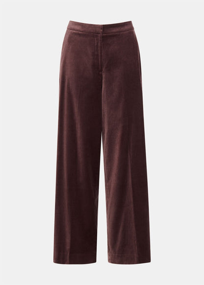 Brown Velvet Straight Leg Trouser