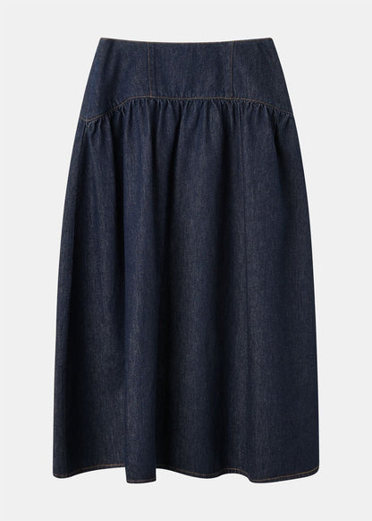 Denim Waisted Midi Skirt
