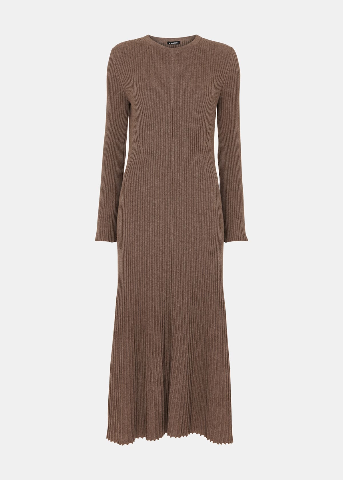 Taupe Fit & Flare Ribbed Knit Dress