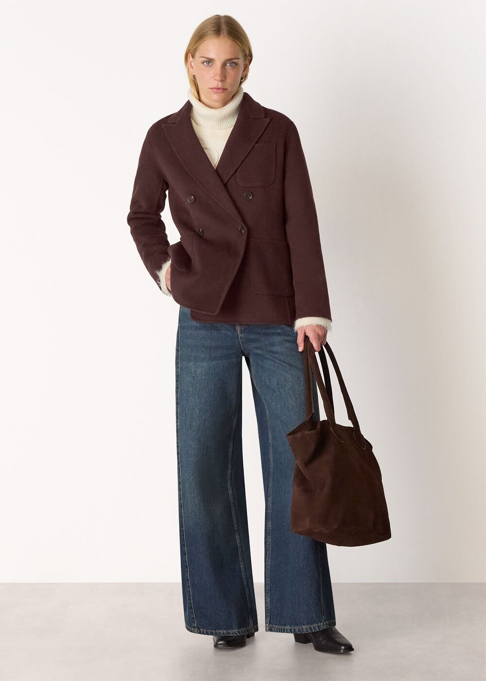Chocolate Wool Blazer Coat