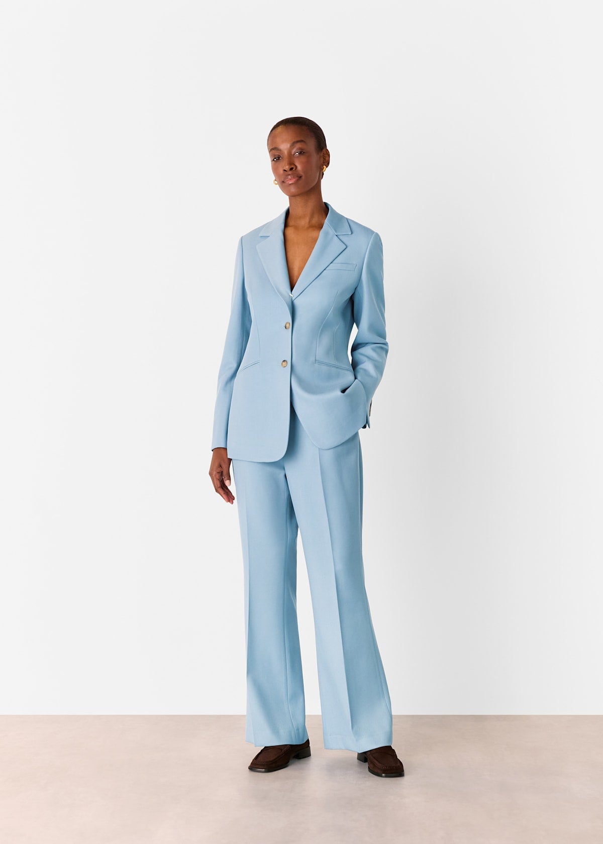 Blue Wool Blend Tailored Blazer