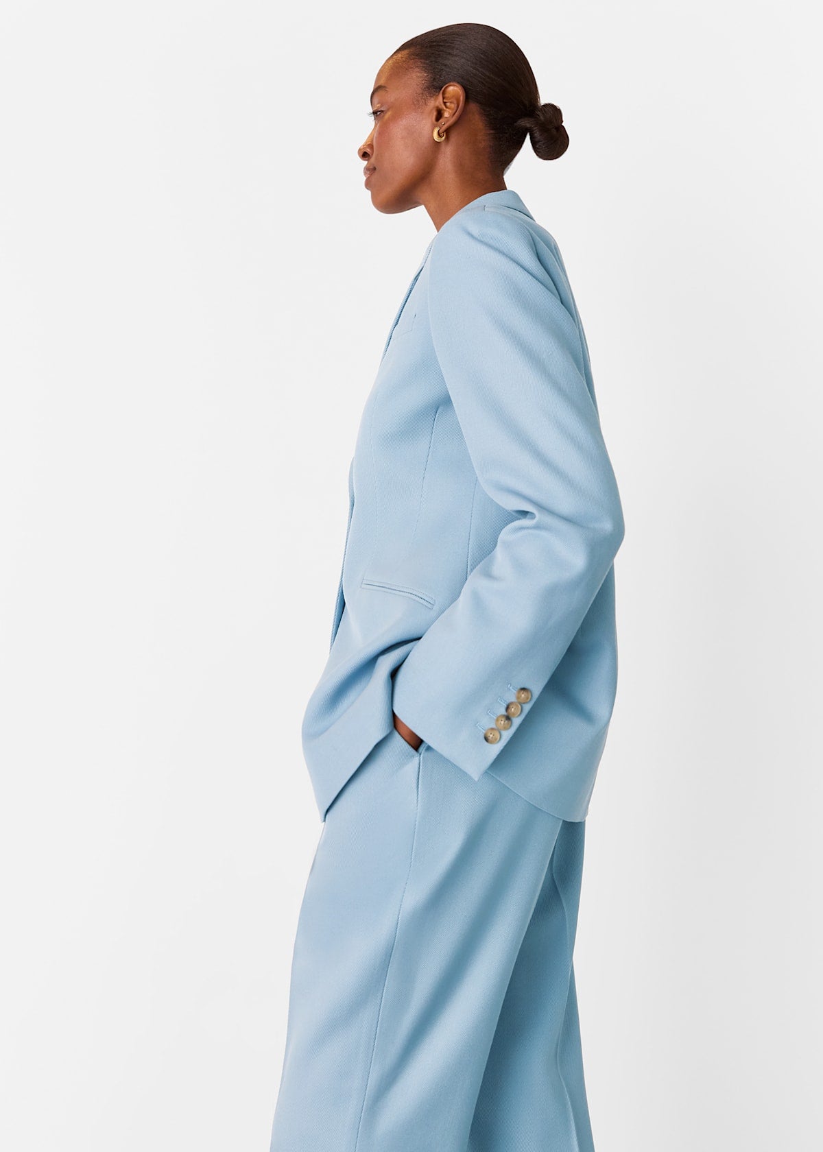 Blue Wool Blend Tailored Blazer