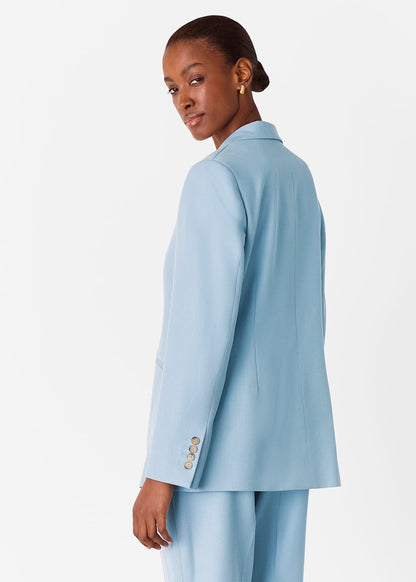 Blue Wool Blend Tailored Blazer