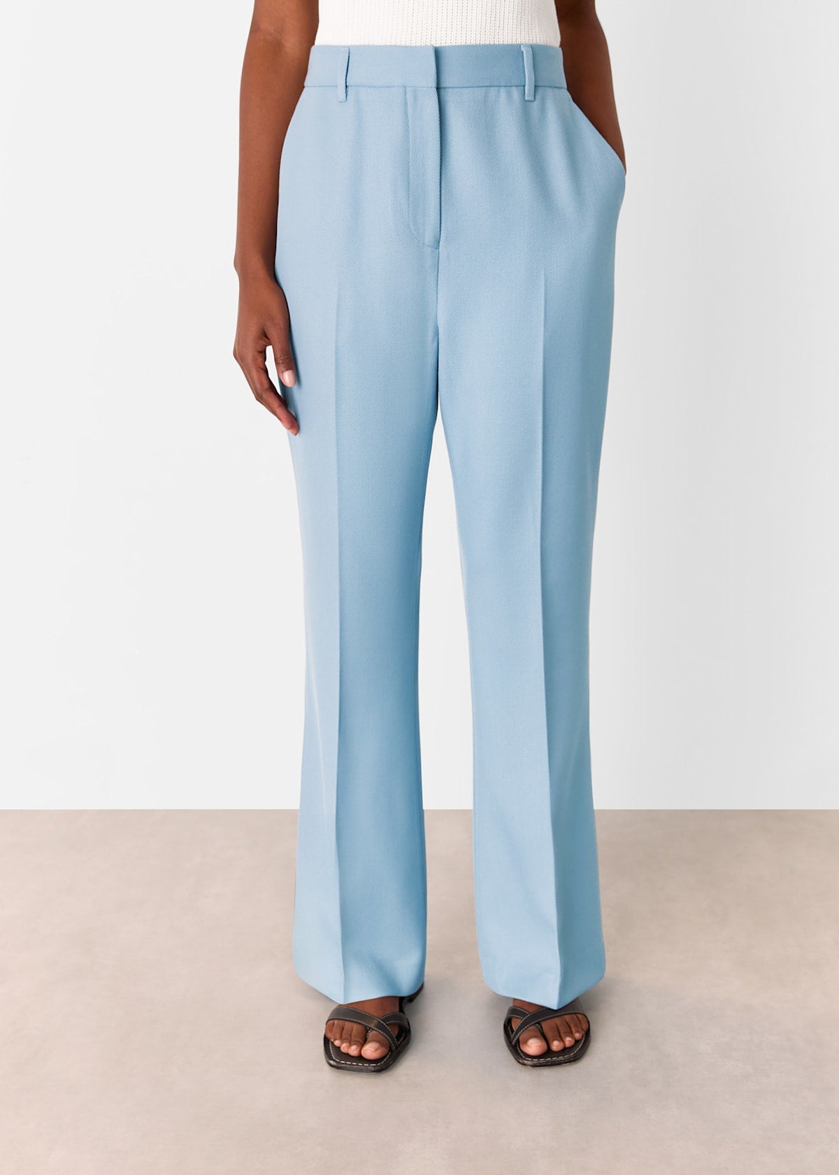 Blue Wool Blend Tailored Trousers