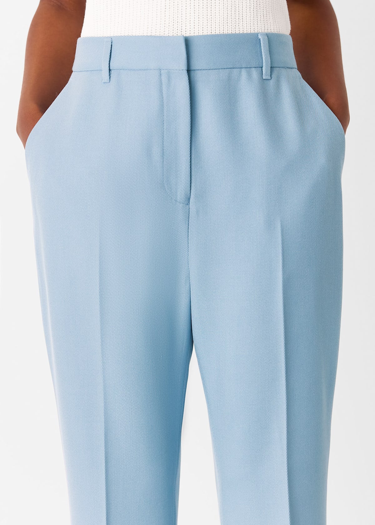 Blue Wool Blend Tailored Trousers
