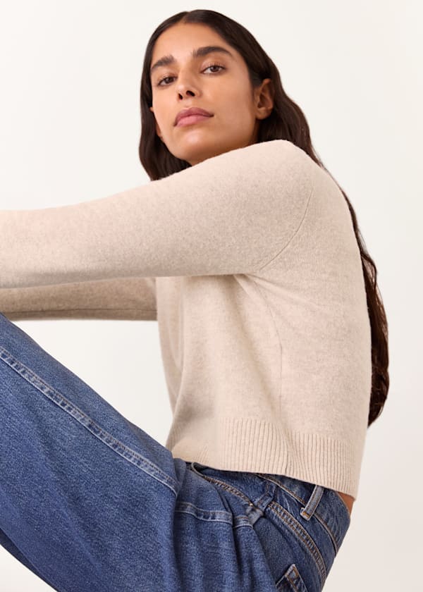 Oatmeal Wool Cropped Sweater