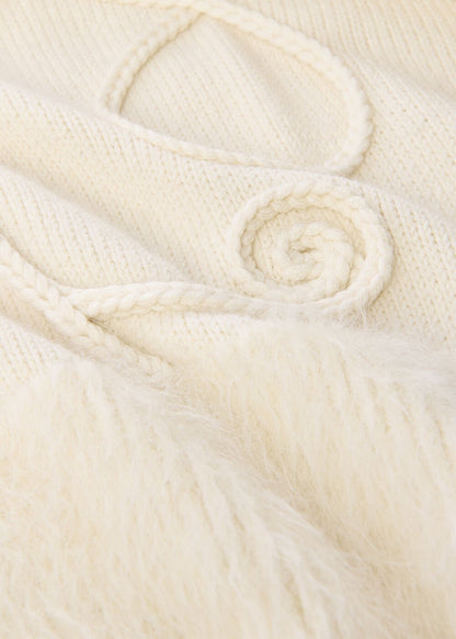 Cream Wool Embroidered Floral Jumper