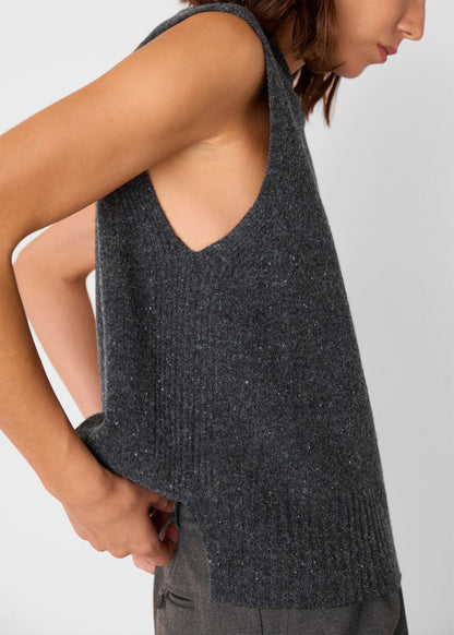 Dark Grey Wool Fleck Sleeveless Tank