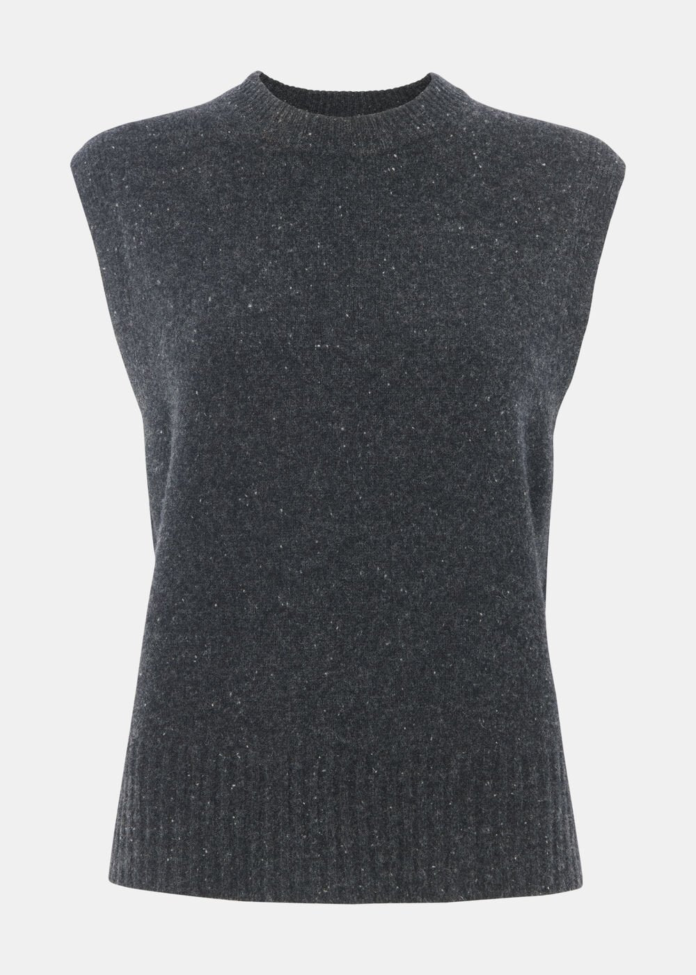 Dark Grey Wool Fleck Sleeveless Tank