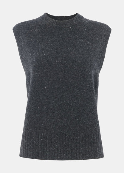 Dark Grey Wool Fleck Sleeveless Tank