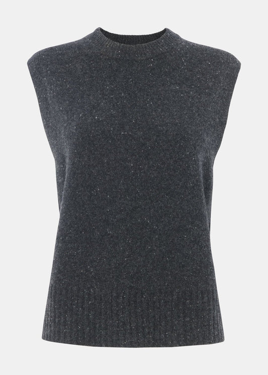 Dark Grey Wool Fleck Sleeveless Tank