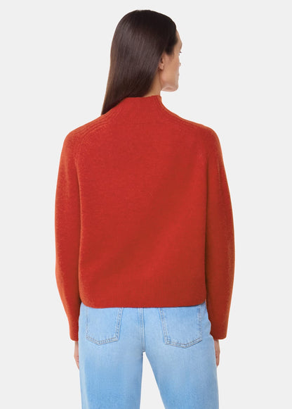 Red Wool Funnel Neck Knit