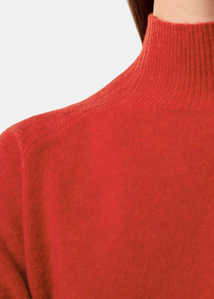 Red Wool Funnel Neck Knit