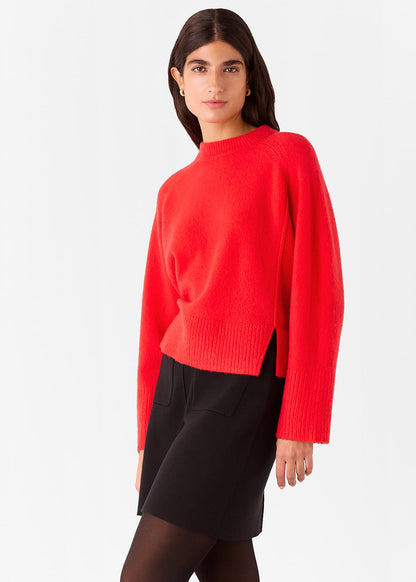 Red Wool Mix Side Split Knit