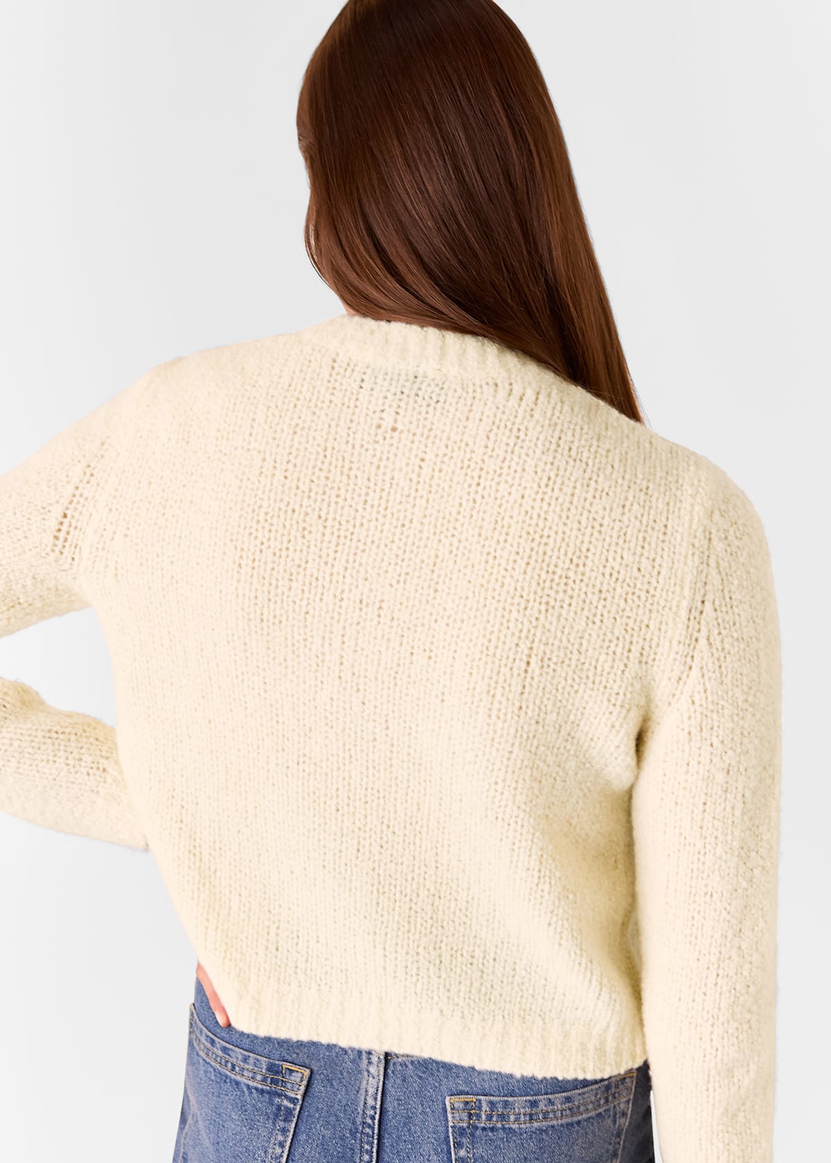 Ivory Wool Mix Textured Cardigan