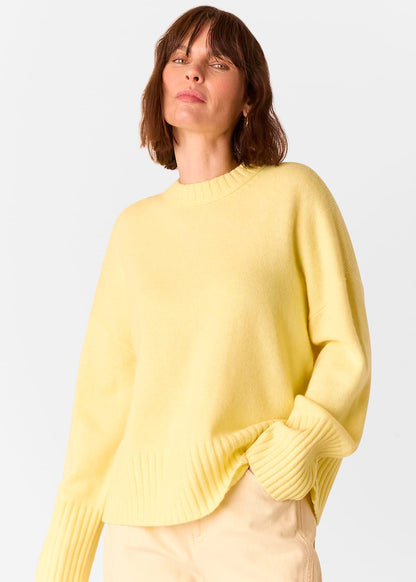 Yellow Wool Ribbed Cuff Knit