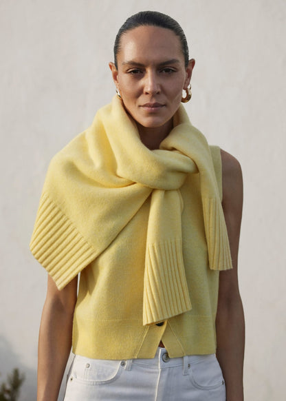 Yellow Wool Ribbed Cuff Knit