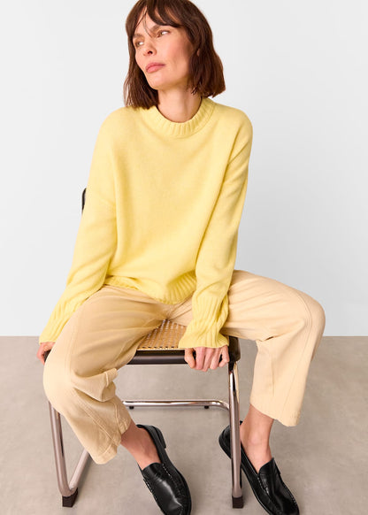 Yellow Wool Ribbed Cuff Knit