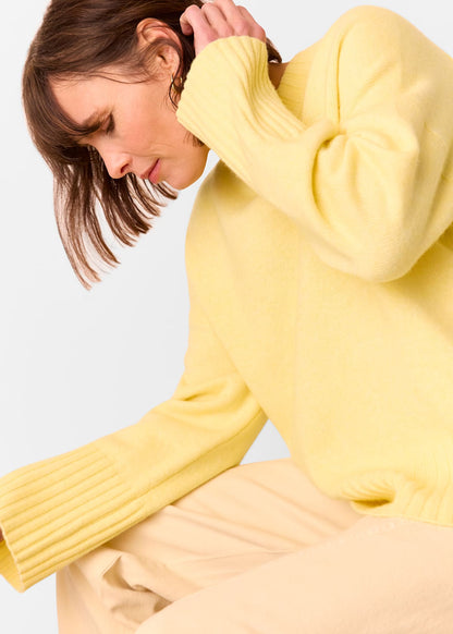 Yellow Wool Ribbed Cuff Knit