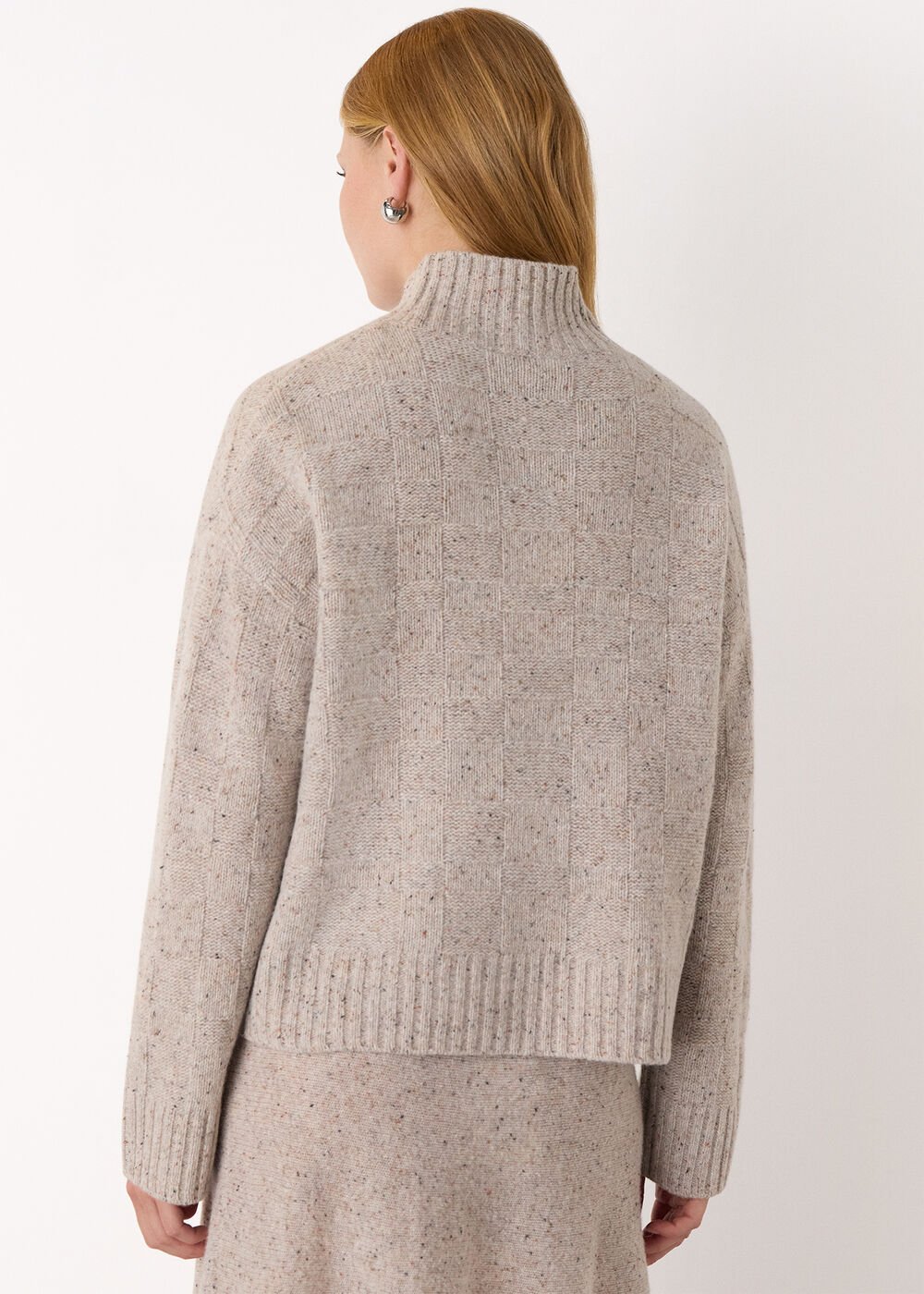 Neutral Wool Textured Check Knit