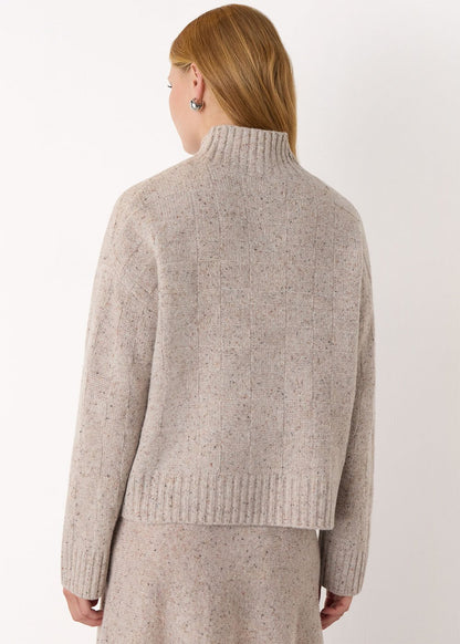 Neutral Wool Textured Check Knit