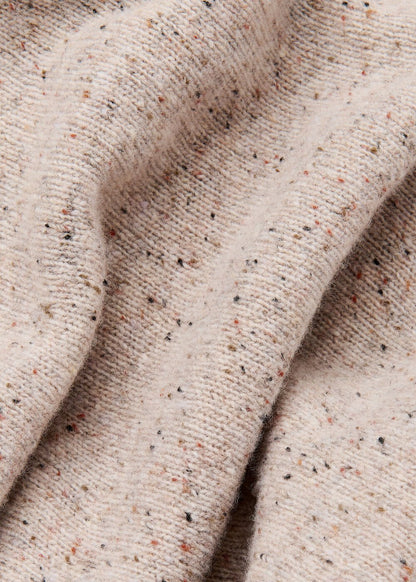 Neutral Wool Textured Midi Skirt