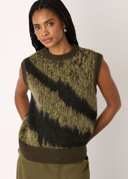 Green/Multi Zebra Print Knitted Tank