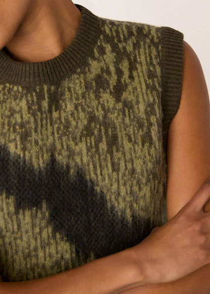 Green/Multi Zebra Print Knitted Tank