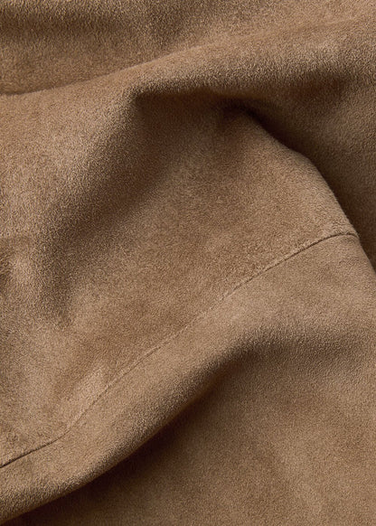 Taupe Zig Zag Panel Suede Skirt