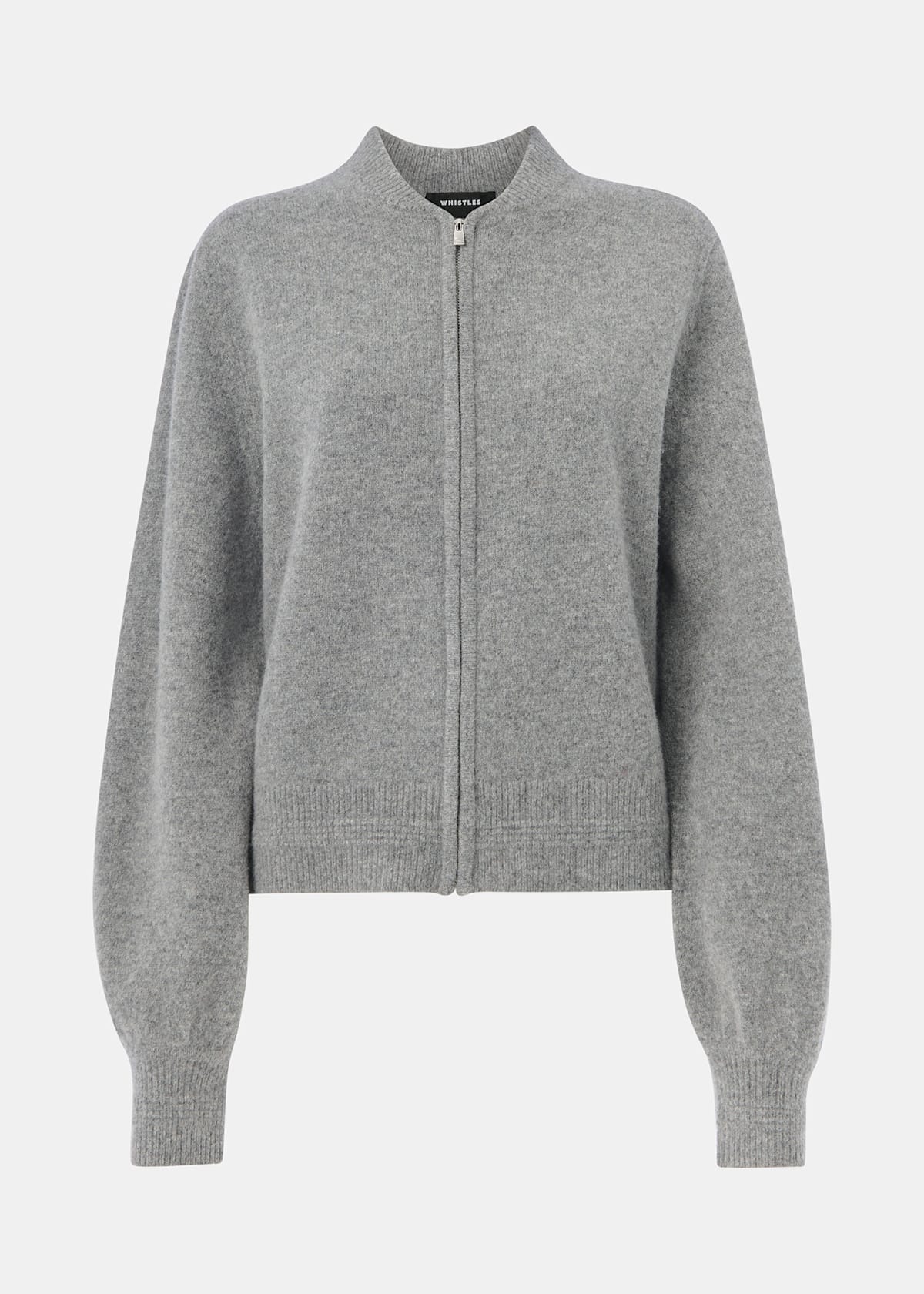 Grey Zip Front Bomber Jacket