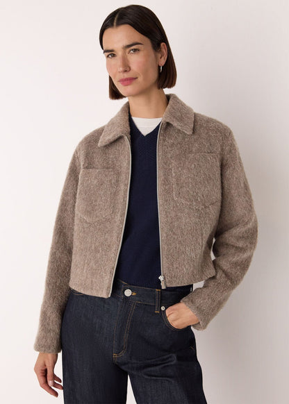 Zip Through Wool Blend Jacket