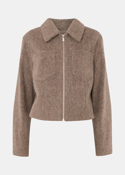 Zip Through Wool Blend Jacket