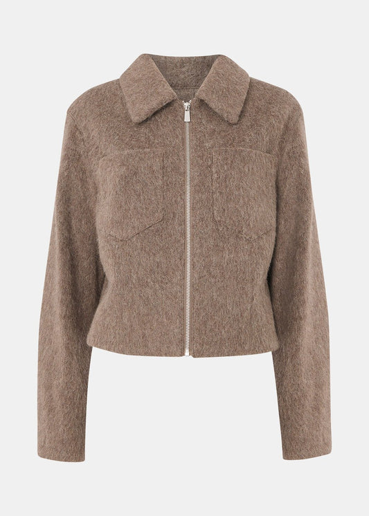 Zip Through Wool Blend Jacket