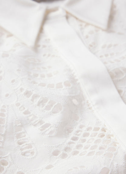 White Broderie Cropped Shirt