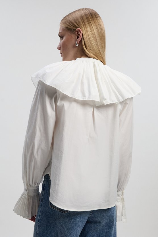 Cotton Poplin Pleat Detail Woven Shirt