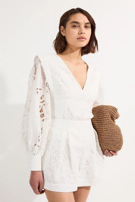 Cutwork Broderie Drama Sleeve Woven Blouse