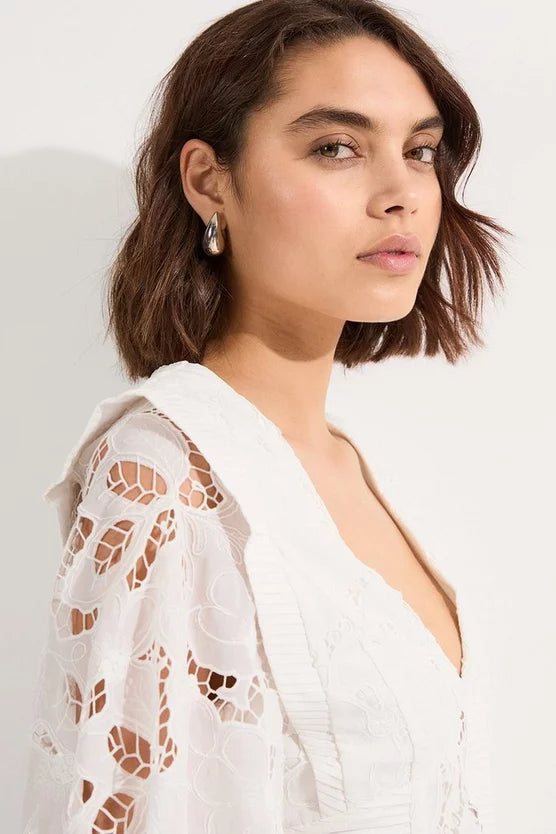 Cutwork Broderie Drama Sleeve Woven Mini Dress
