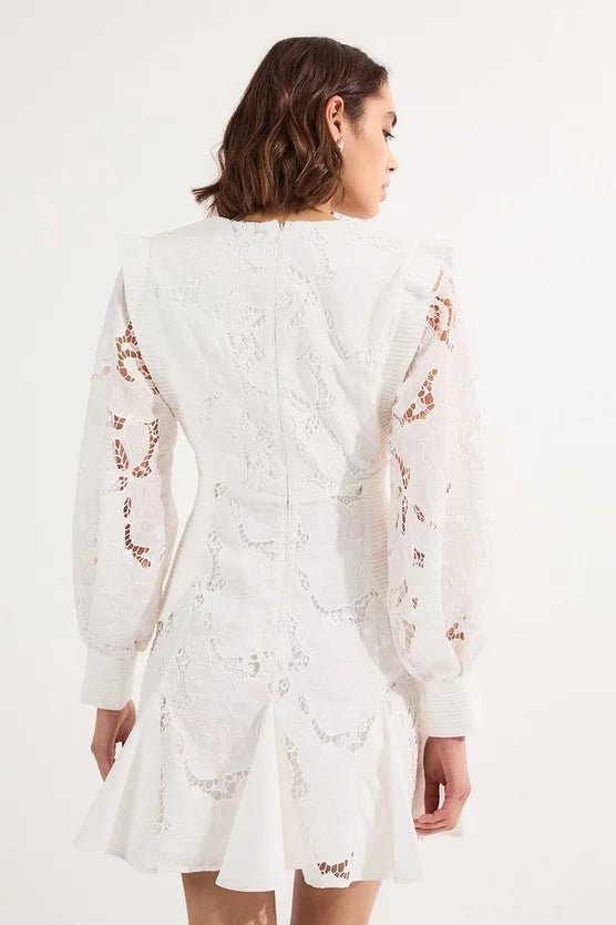 Cutwork Broderie Drama Sleeve Woven Mini Dress
