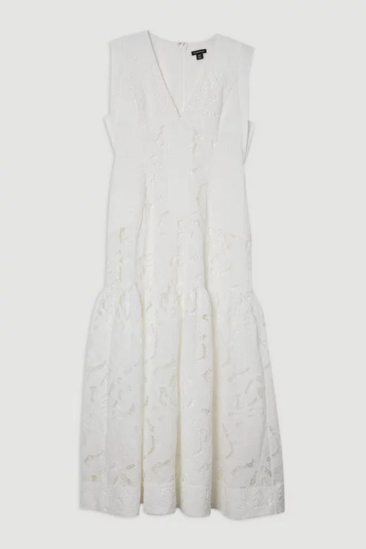 Cutwork Broderie Tiered Woven Maxi Dress