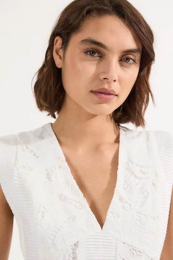 Cutwork Broderie Tiered Woven Maxi Dress