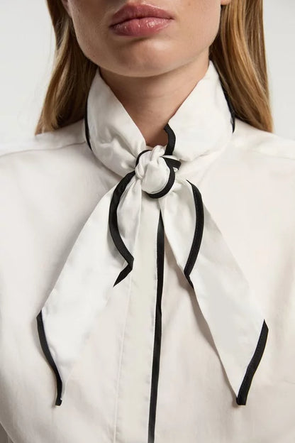 Detachable Scarf with Contrast Detail Woven Shirt