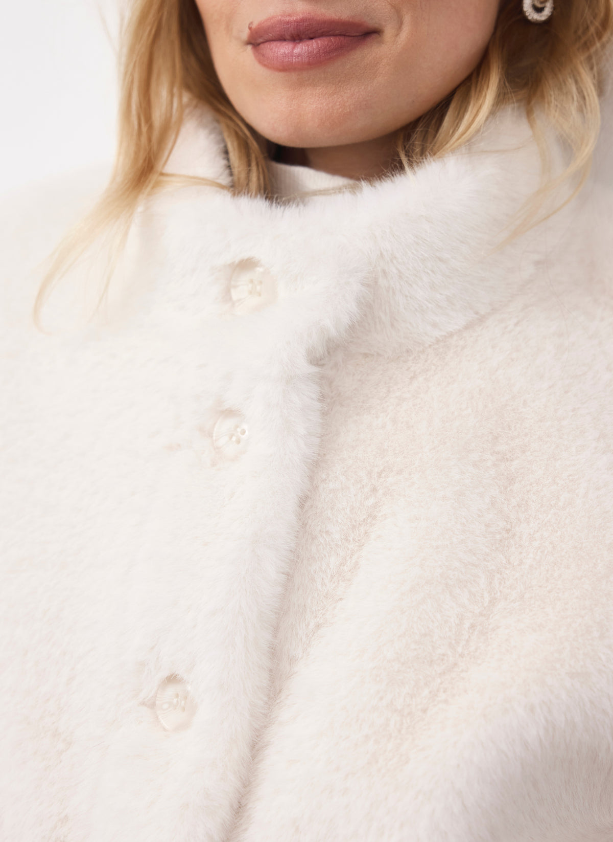 White Faux Fur Bomber Jacket